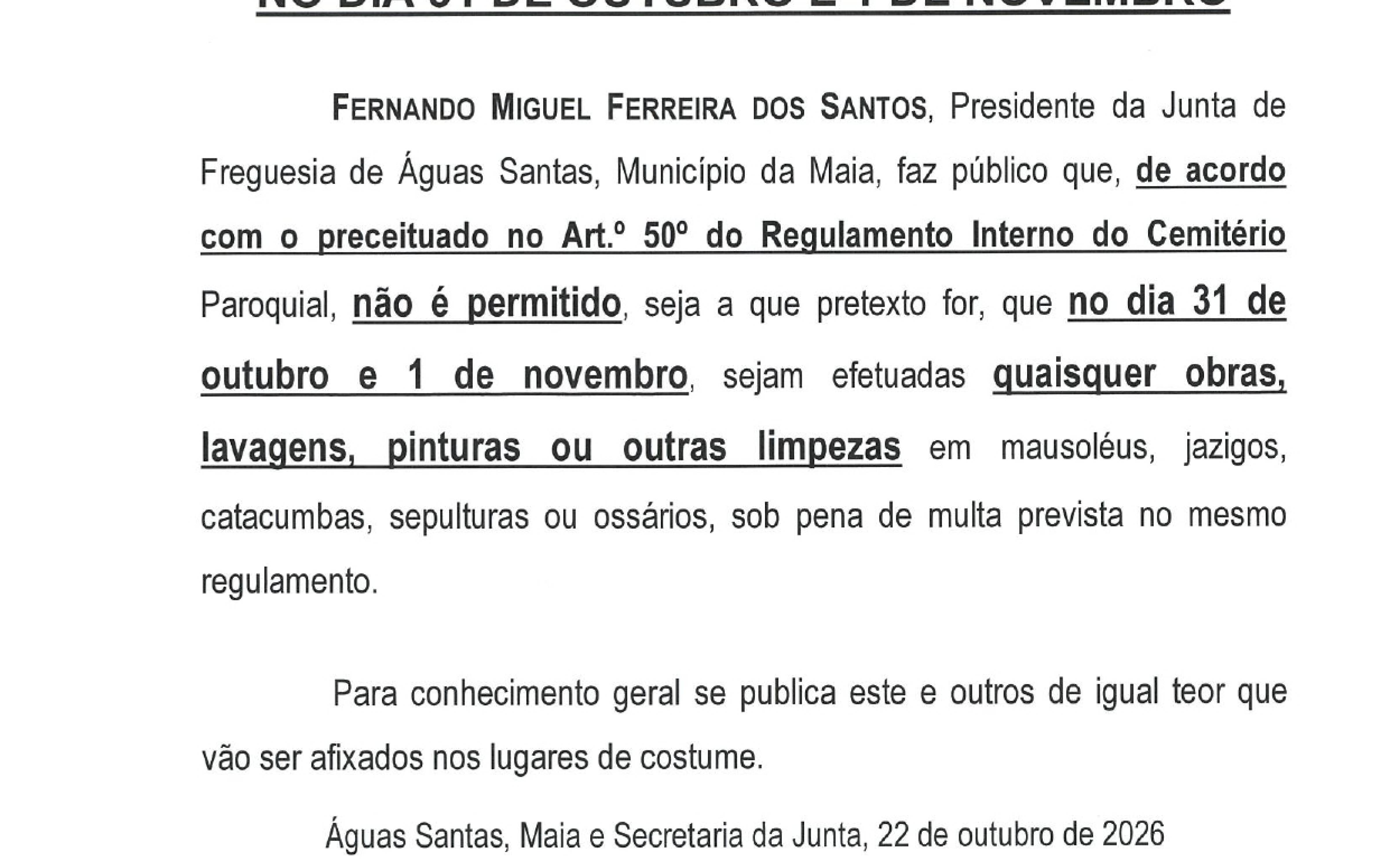EDITAL N.º 06/2026 - PROIBIÇÃO DE LAVAGENS NO CEMITÉRIO